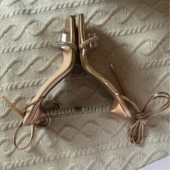 Top Moda Bridget Rose Gold Tie Up Ankle sandal Heel Women’s Size 7 - Picture 8 of 14